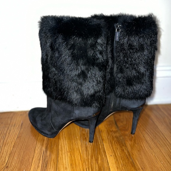Michael kors suede bootie, faye booties, black faux fur bootie, stiletto heel - Picture 3 of 11